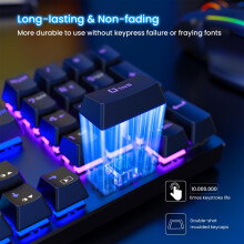 Mechanical Gaming Keyboard,RGB 104 Keys Ultra-Slim Rainbow LED Backlit USB Wired Keyboard with Blue Switches,Durable ABS Keycaps/Anti-Ghosting/Spill-