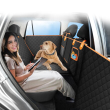 Pefitqap Dog Car Seat Cover with Egg-Crate Foam & Hard Bottom, Back Seat Extender for Dogs with Upgraded Door Protection, Waterproof Dog Hammock for T