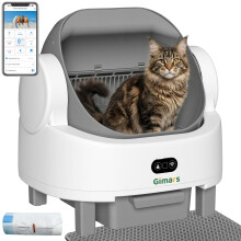Gimars Open Top Design Self Cleaning Litter Box, Automatic Cat Litter Box for Multiple Cats & Senior Cats, App Control with Safety Sensors, Low Odor,