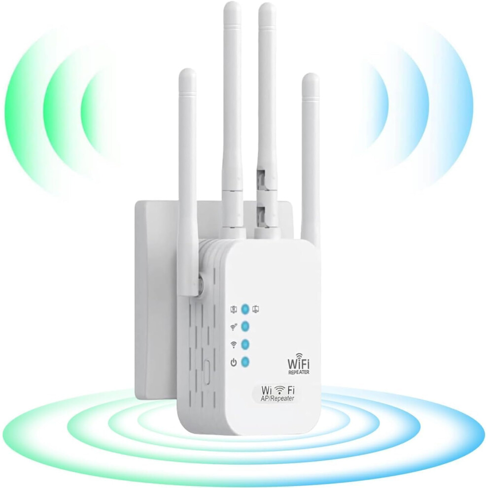 Wifi Booster Range Extender 1200Mbps, Wifi Signal Amplifier Dual Band 5Ghz & 2.4Ghz, 4 Antennas Wifi Signal Booster Repeater With Ethernet Port, Wirel 760814303932