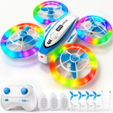 Gontence Mini Drone for Kids - Remote Control Drone with LED Lights 2 Speed Modes 3 Batteries, 3D Flip Headless Mode with Altitude Hold Toys Gift