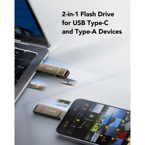 Lexar Lexar D40E 256GB Dual Usb Stick Type-C Jump Drive, Titanium Grey 2
