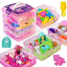 Stackable Sensory Bin, Unicorn & Pet Sensory Sand, Unicorn and Pet Sandbox with Play Sand for Toddlers Boys and Girls, Kids Toys Gift for Age 3 4 5 6