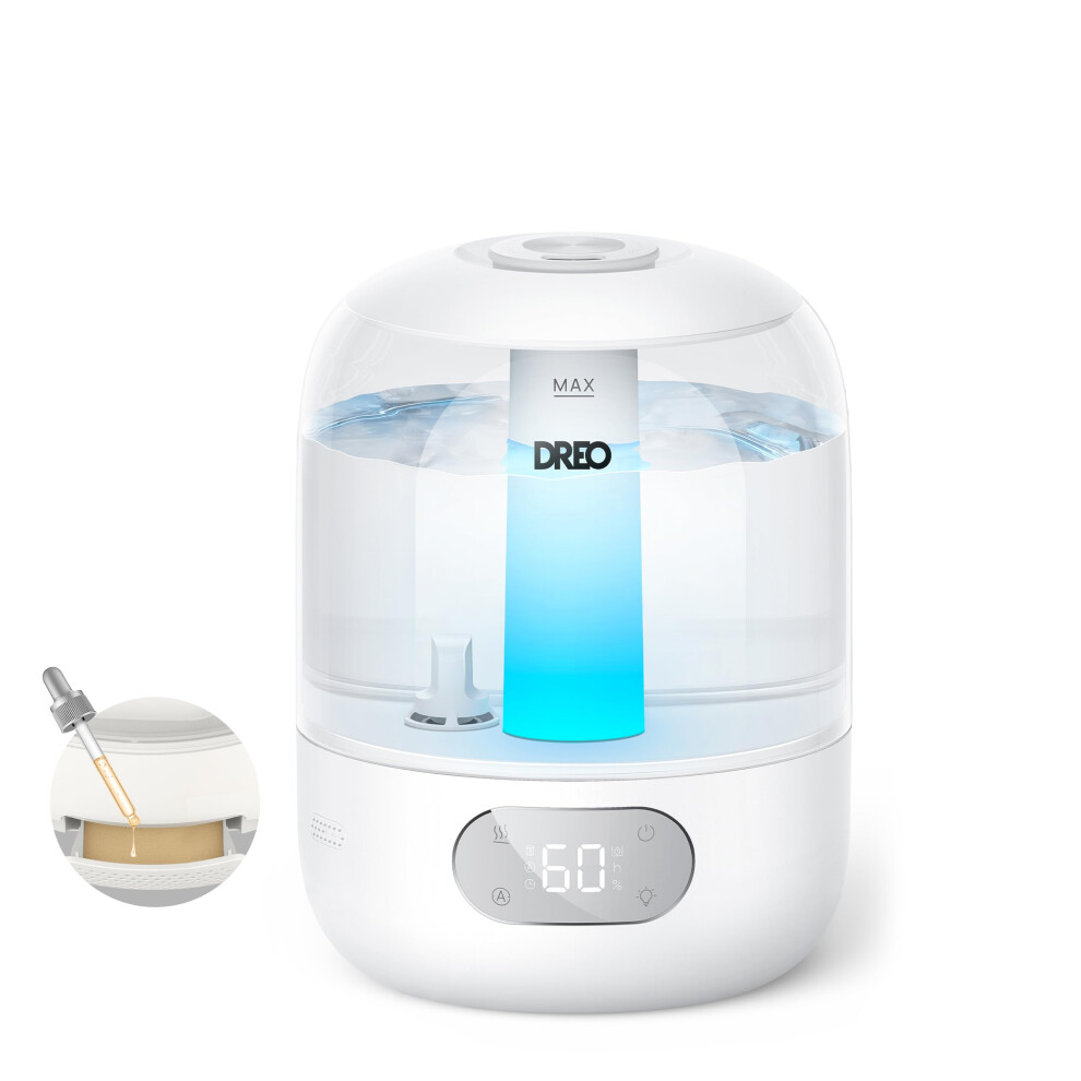 Dreo Humidifier For Bedroom With Sensor, 26Db Quiet Cool Mist Ultrasonic Humidifiers For Home, 360 Nozzle, 30H Runtime, Ambient Indicator, Esse Light 810142856966