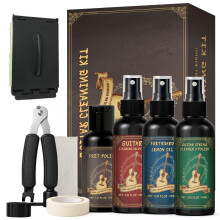 1DFAUL 9pcs Guitar Cleaning Maintenance Kit with Guitar Cleaner, Polish, Fretboard Oil, String Oil, for All Guitar Types, Ideal for Beginners, Players