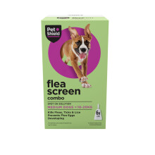 Pet Shield Flea Screen Combo Medium Dog, 6 Pipettes - Spot-On Flea Treatment for Medium-Sized Dogs (10-20kg Body Weight) - Kills Fleas, Flea Eggs, Tic