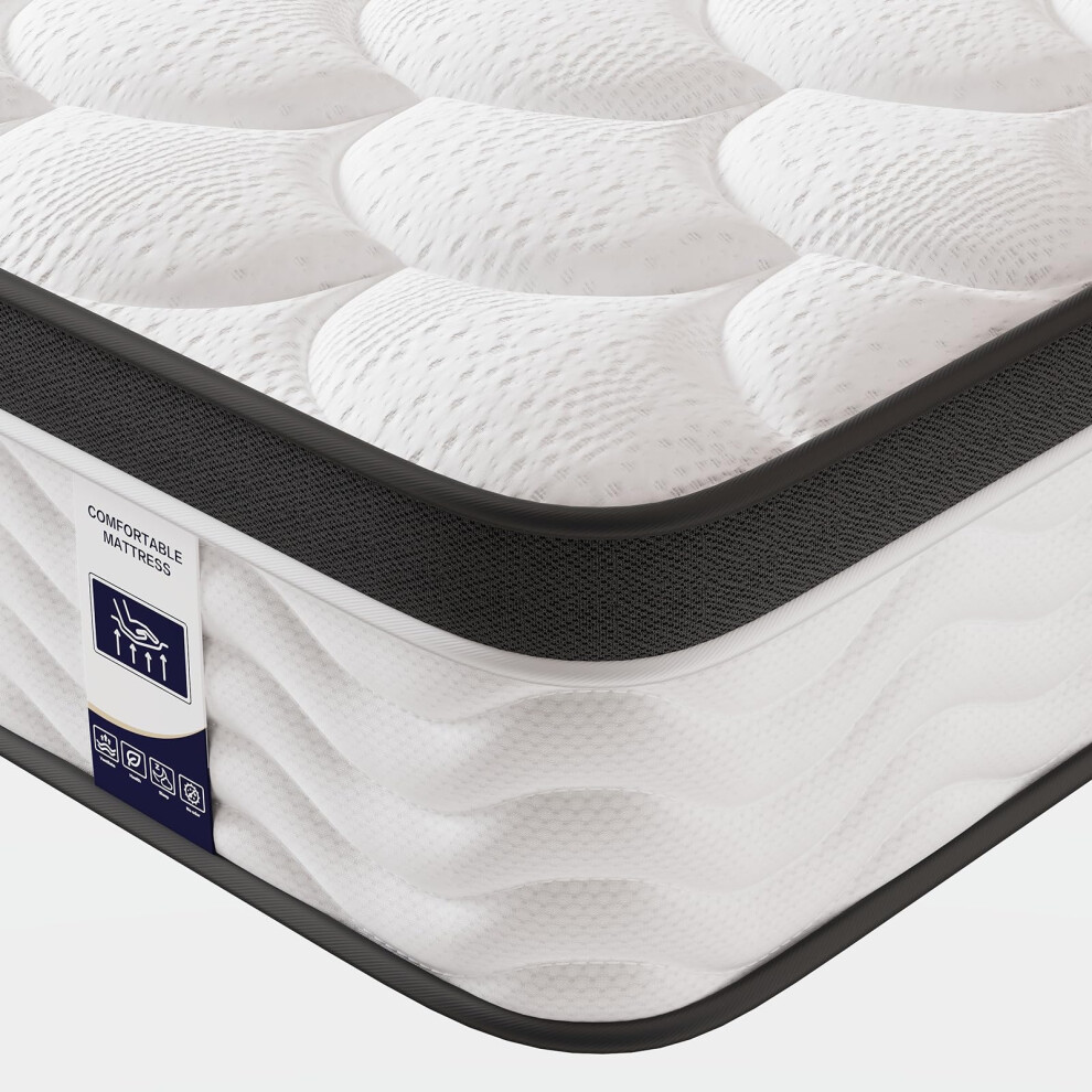 7 Zone Orthopedic Double Mattress,Firm Double Mattresses 10 Inch Hybrid Memory Foam Mattress 4Ft6,Pocket Spring For Back Pain Relief, With Moti Erorvx