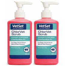 VetSet ChlorVet Scrub | Chlorhexidine 4% Antiseptic Scrub & Wash for Dogs | Veterinary Skin & Paw Cleanser for Cats, Horses & Animals | Hand Wash & Pr