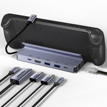Steam Deck Dock, Docking Station for Steam Deck (OLED)/ROG Ally/Legion Go, 6-in-1 USB C Hub with HDMI 4K@60Hz, 1Gbps Ethernet, 1xUSB C 2X USB 3.0 Port