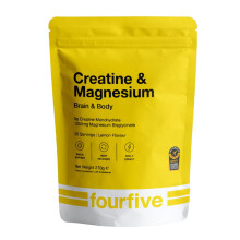 fourfive Creatine & Magnesium Powder (Creatine Monohydrate) Easy Dissolve & Vegan with Lemon Flavour, Strength Power & Recovery - 270g Pouch (30 Servi