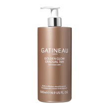 GATINEAU Golden Glow Gradual Tan - 500ml, Self Tan Lotion + 2 in 1 Body Moisturiser, Quick Dry Easy Application, Coconut Oil & Vitamin E, Buildable Na