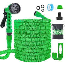 Expandable Garden Hose Pipe 30m/100ft, Heavy Duty Flexible with 7-Function Spray Gun, 3/4" 1/2" Fittings, Double Layer Latex Core Hosepipe, Durable &
