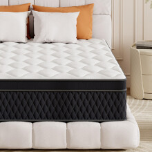 ELEMUSE 10.6 Inch King Size Mattress, 5FT Medium Firm Hybrid Mattress with Memory Foam & Pocket Springs, Orthopedic Zoned Support, OEKO-TEX Certified,
