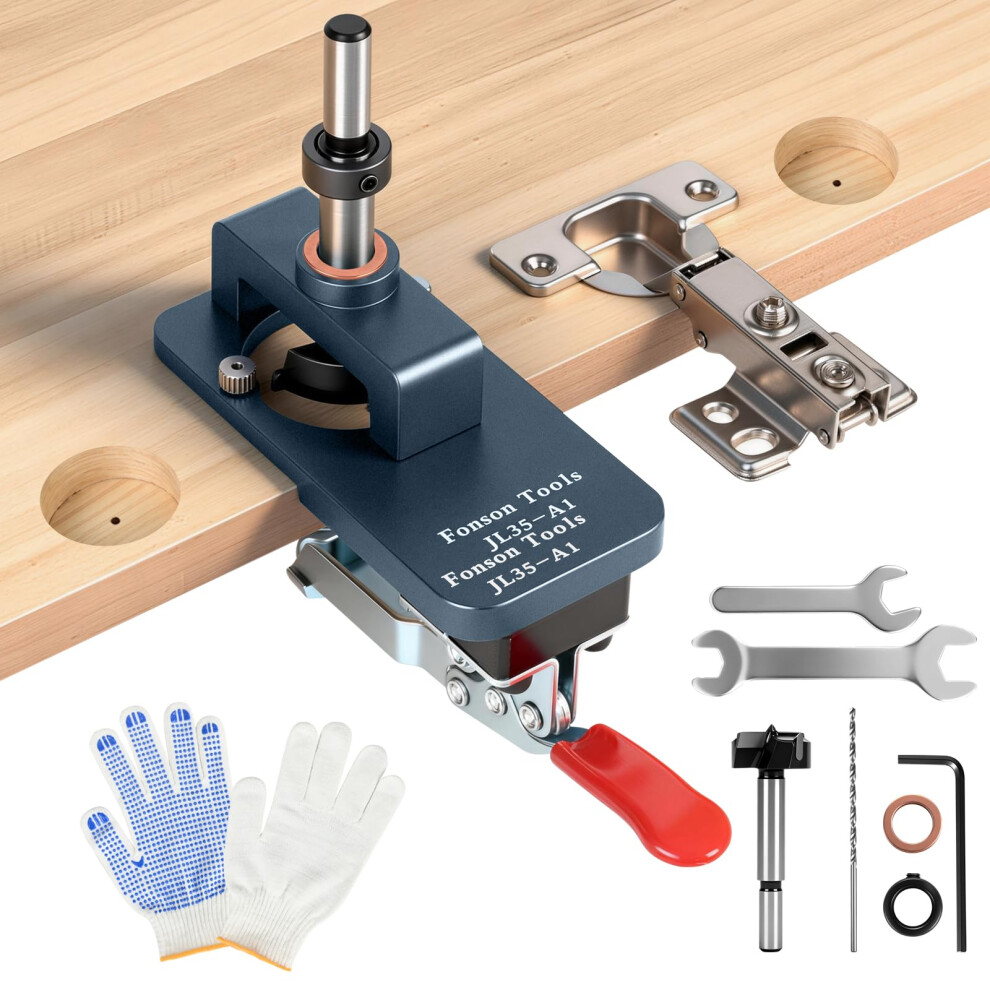 35Mm Concealed Hinges Jig, Metal Cabinet Hinge Jig Drilling Hole Puncher With Quick Clamp, Hinge Drill Hole Guide Locator 5051226605697