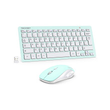 TECKNET Mini Wireless Keyboard and Mouse Set, 2.4G Cordless USB Keyboard and Silent Mouse Combo with Nano USB Receiver, 12 Multimedia Shortcuts for Co