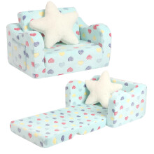 BestRoyal Toddler Couch Fold Out, 2-IN-1 Convertible Sofa with Star Pillow, Toddler Chair to Lounger for Girls and Boys, 1-Seat