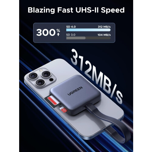 3-in-1 100W PD Magnetic Memory Card Reader with Charger - Gray 1