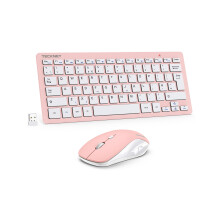 TECKNET Mini Wireless Keyboard and Mouse Set, 2.4G Cordless USB Keyboard and Silent Mouse Combo with Nano USB Receiver, 12 Multimedia Shortcuts f