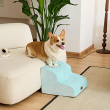 Dripex Curved Dog Stairs for Beds Couches, 2-Step Dog Steps with Durable Non-Slip Fabric Cover, Dog Slope Stairs for Small Dogs, Cats or Pets Friendly