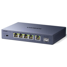 UGREEN 2.5Gbps Network Switch, 5 x 2.5Gbps Base-T& 1 x 10Gbps SFP+ Slot Ethernet Splitter, 6 Port Metal Case Ethernet Switch Hub,Desktop & Wall-Mounti