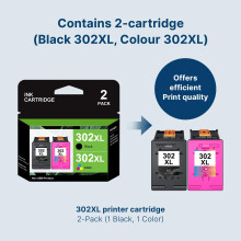 302XL Ink Cartridges Black and Colour 2-pack Replacement for HP 302 Ink Cartridges Combo Pack for HP Envy 4520 4527 4524 4523 OfficeJet 3835 3830 383