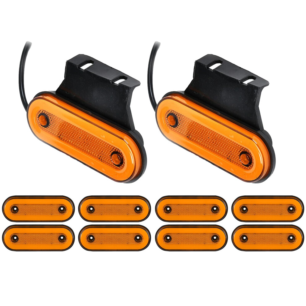 Vinspire 10Pcs Led Side Marker Lights With Support, Trailer Side Marker Lights, 12-24V Trailer Lights For Truck, Trailer, Rv, Lorry, Camper Van 5051226508226