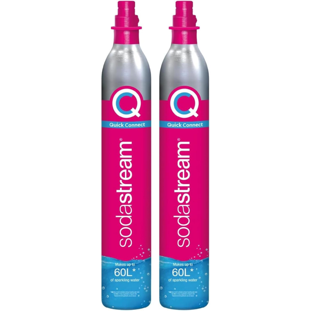 Sodastream - 2 X Co2 Cylinder For Sparkling Water Maker, Quick Connect Gas System, Makes 60 Litres Fizzy Drinks, Compatible With Terra, Duo And Art, R
