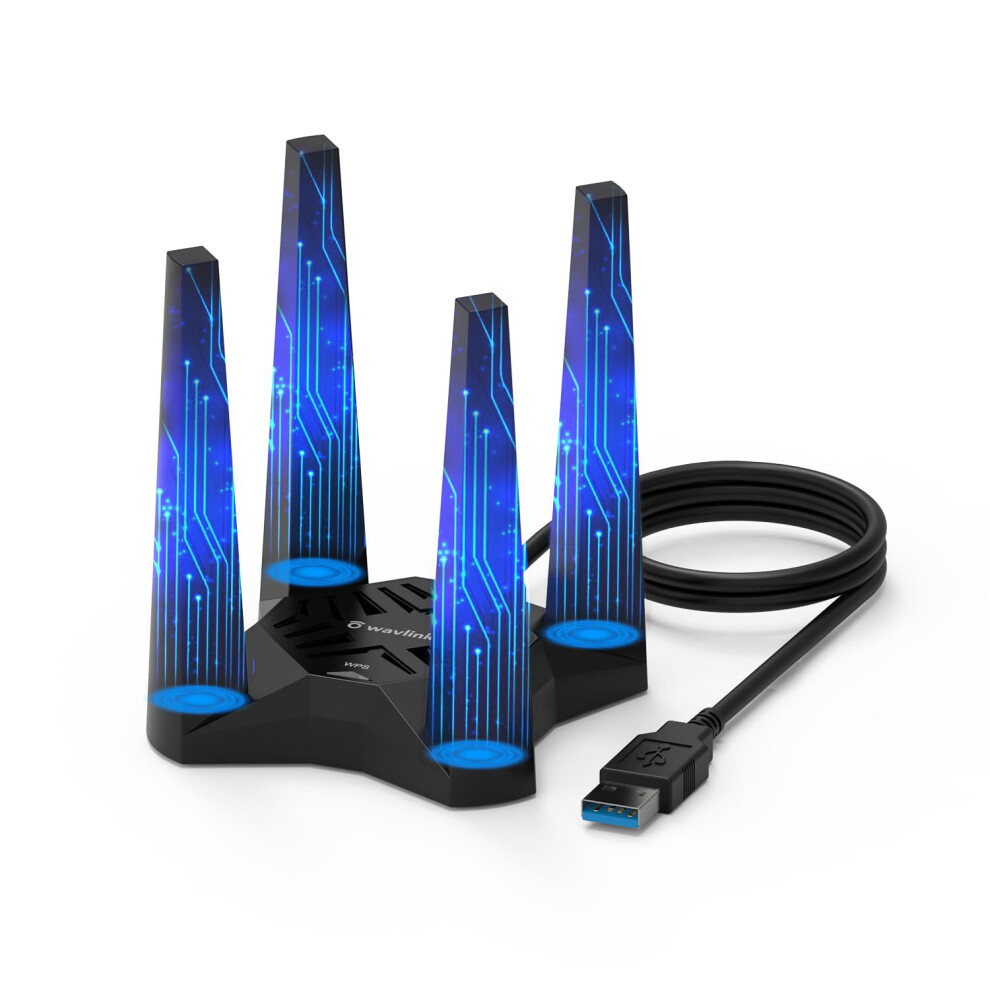 Ax1800 Usb Wifi Adapter For Desktop Pc, Wavlink Usb Wifi Dongle, Dual Band 5Ghz(1201Mbps) + 2.4Ghz(574Mbps), Mu-Mimo, Beamforming, Wpa3 Encryption, B 5009296689895