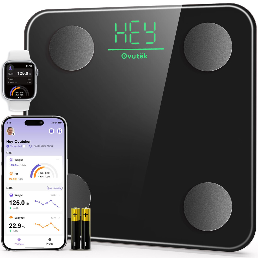 Ovutek Smart Scale For Body Weight, Body Fat Scale Digital Bathroom Scale Bmi Weighing, Accurate Body Composition Monitor For People With Smartphone