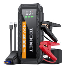 TECKNET 4000A Peak Car Jump Starter - 20000mAh Portable Battery Booster (All Gas/8.5L Diesel), 12V Auto Battery Starter with LED F