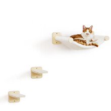 FUKUMARU Cat Wall Hammock with Two Steps Set, Modern Cat Climbing Shelves Furniture, Kitty Bed with Thickened Fabric for Sleep, Climb and Play