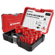 Ezarc 16pc Bi-Metal Hole Saw Set with 8% Cobalt, 48mm Deep Cut for Metal, Hardwood