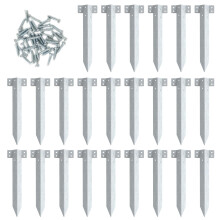 24 Pack Railway Sleeper Brackets Driveway Heavy Duty Edging Edge, Timber Railway Sleeper Stakes, Galvanised Steel