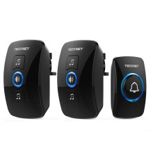 TECKNET Wireless Doorbell - IP65 Waterproof Twin Door Bell, Plug in Wireless Doorbell with 2 Receivers at 1300ft/400M Wireless Range, 60 Chimes, 5 Le