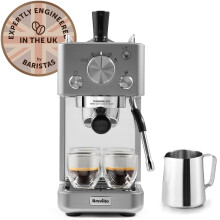 Breville Barista Slimline Espresso Machine | Integrated Milk Frother | Compact Coffee Maker for CappuccinosLattes & More | 15 Bar Pump | Silver [VCF18