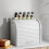 G.a HOMEFAVOR Bamboo Bread Bin 2-Layer Bread Box, Roll-Top Bread Storage for Kitchen with Removable Layer, Self Assembly, White 4
