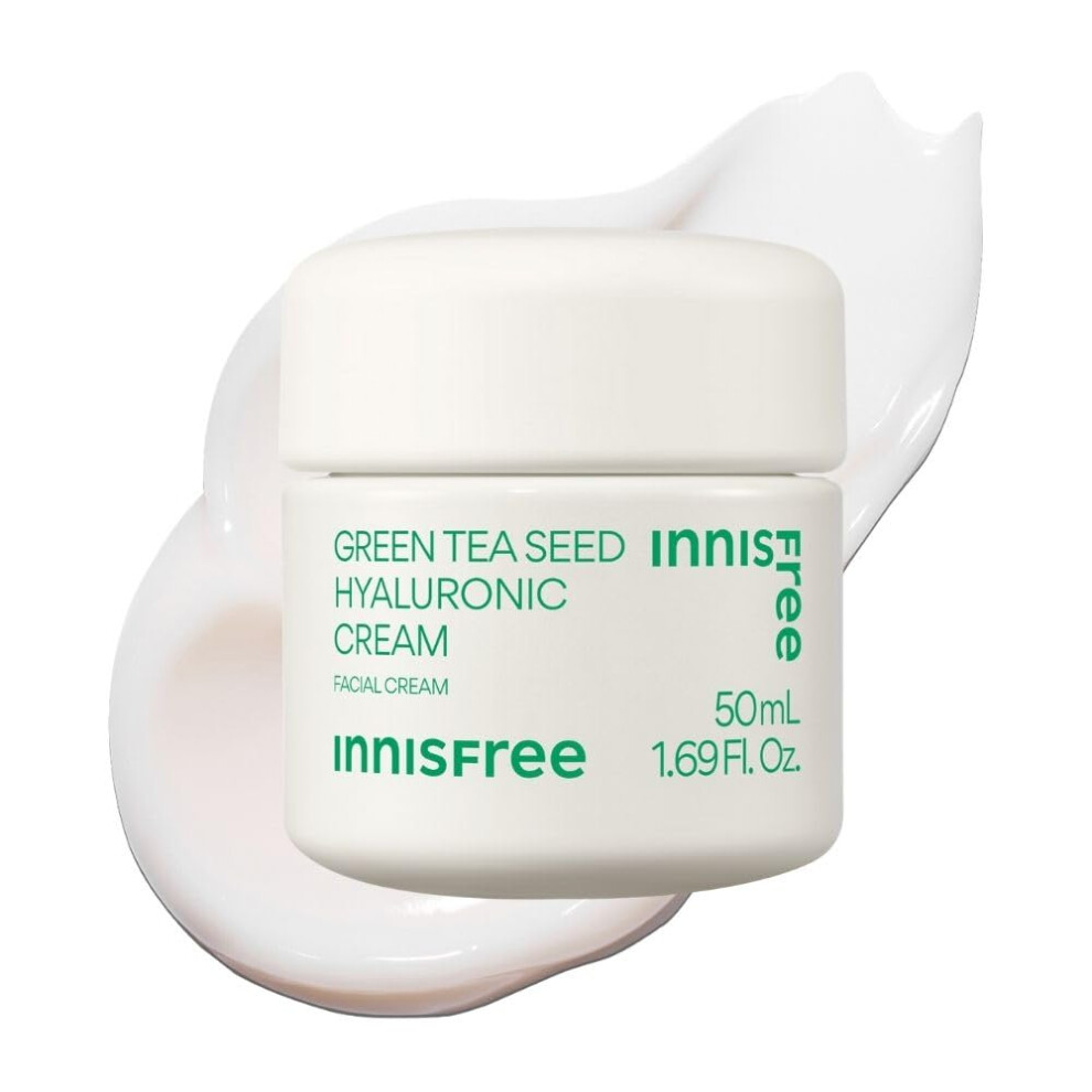 Innisfree Green Tea Seed Hyaluronic Cream, Hydrating Intense Moisturiser, Instant Hydration Reinforcing Skin Barrier, For Dry & Dehydrated Skin, 50Ml