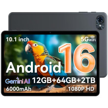 Tablet 2026 Latest Android 16 Tablets with 10.5 Inch HD+IPS Display, 12(4+8) GB RAM+64GB ROM/ 2TB TF, Gemini AI 2.0, GPS, 5G WiFi, 2.0GHz CPU & 5MP C