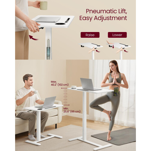VASAGLE VASAGLE Overbed Table with Wheels - Small Standing Desk 2