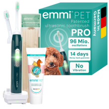 emmi-pet PRO ultrasonic Toothbrush for Dogs - Noiseless Dog & cat Toothbrush Without scrubbing with 96 Million Vibrations, 12-Day Battery Life - Again