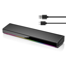 havit PC Speakers, 20W Bluetooth V5.3 Computer Soundbar with 3D Surround, HiFi Stereo, USB Powered RGB Illuminated Monitor Speakers for Desktop, Lapto