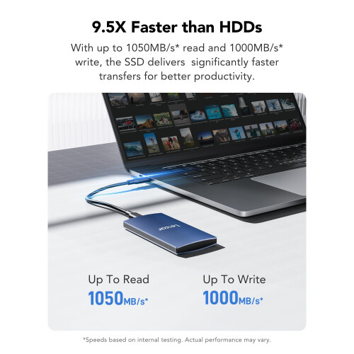 Lexar Lexar ES3 External SSD 1TB, USB3.2 Gen2 Portable SSD, PSSD up to 1050MB/s Read, 1,000MB/s Write, External Solid State Drive Compatible with iPhone15 2