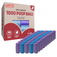 Rosewood Dog Poo Bags with Handles - 1000 Easy Clean-Up Poop Bags, 50 Refill Rolls of Dog Waste Bags with Tie Handles, Vanilla Scented, Made