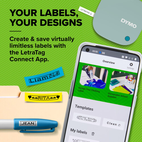 DYMO Dymo LetraTag 200B Bluetooth Label Maker | Compact Label Printer | Connects Through Bluetooth Wireless Technology to iOS and Android | Includes 1 Whit 2