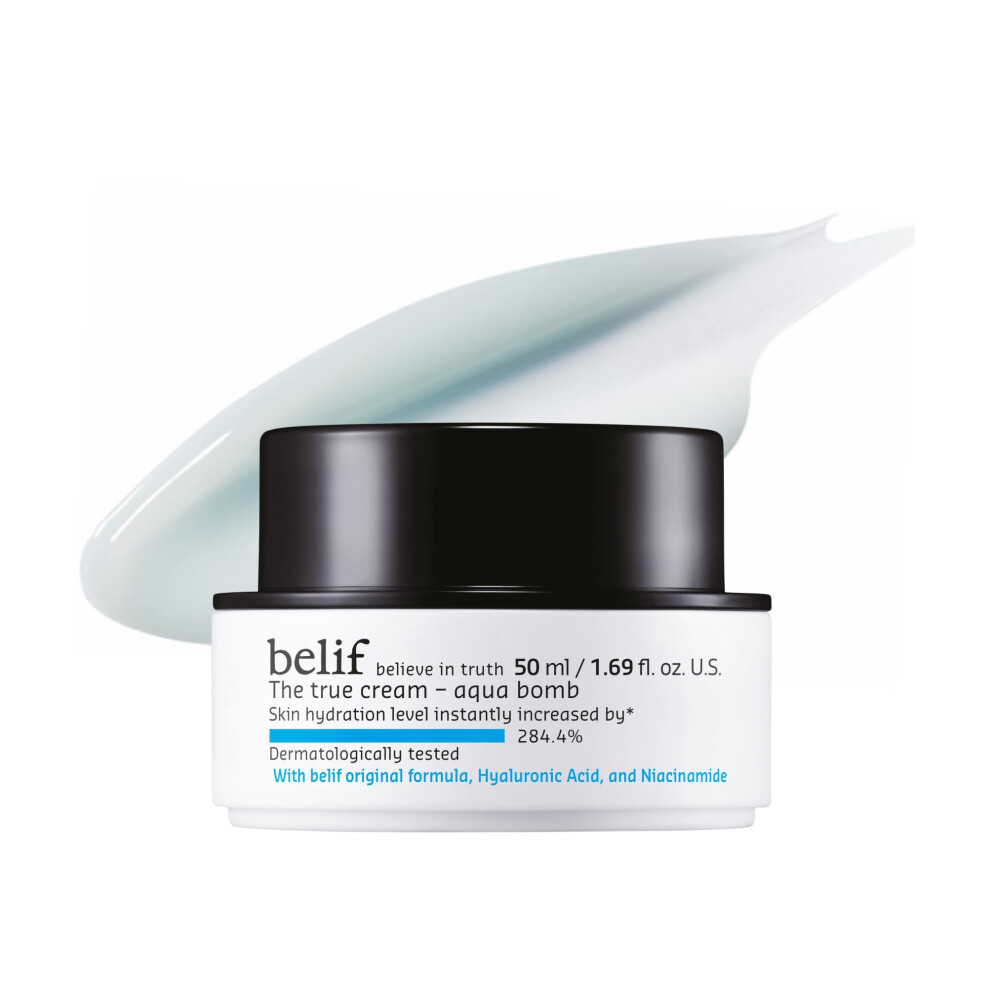 Belif The True Cream - Aqua Bomb | Deeply Hydrating, Gel-Like Texture With Hyaluronic Acid, Niacinamide & Squalane, Restores Skin Barrier, Korean Beau