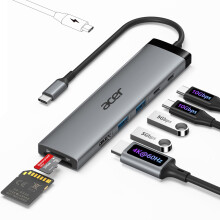 Acer 8 in 1 USB C Hub 10Gbps, USBC to HDMI Adapter 4K@60Hz, 2USB-C 3.2, 2USB A 3.0 Data Transfer, 100W PD Port Type C Multiport Splitter with SD/TF