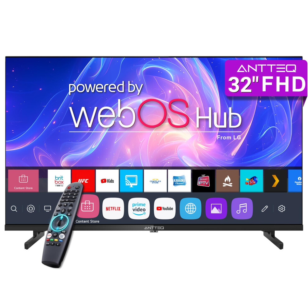 Antteq 32 Inch Tv Fhd Smart Webos Television, 1080P Magiq 32" With Full Hd Thinq Ai, Voice Magic Remote Airplay, Apple Tv+, Netflix, Freeview, Youtube 6940017321610