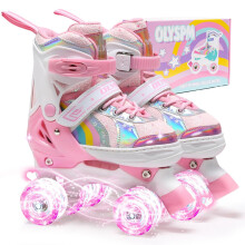OLYSPM Kids Roller Skates for Girls Boys Pro 4-Size Adjustable, Roller boots Wit
