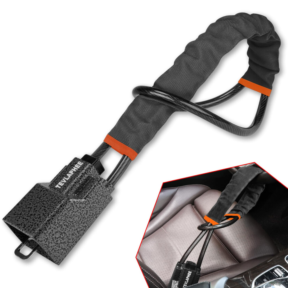 Tevlaphee Upgraded Steering Wheel Lock, Seat Belt Lock, Metal Head, High Visibility Car Lock Anti-Theft Device, Heavy Duty, Universal Fit For Car, Su 5006290717289