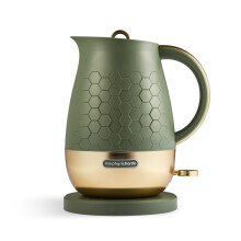 Morphy Richards Cassini Jug Kettle, 1.7L, 3Kw Rapid Boil, Precision Pour Spout, Boil Dry Protection, Cord Storage, Anti-Limescale Filter, Olivine Gree
